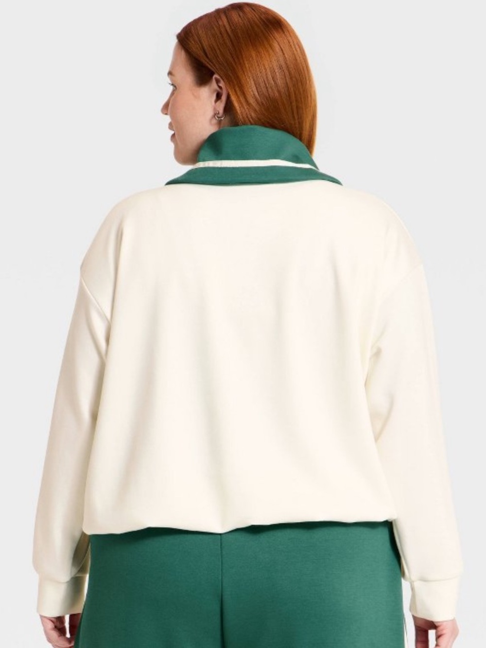 all in motion airy sleek pique 1/2 zip bubble hem collard pillows sweatshirt 5 - Picture 3 of 6